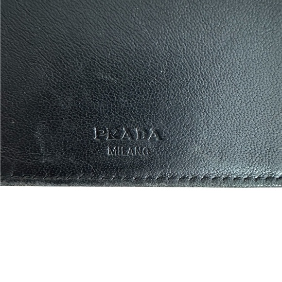 Authentic Vintage PRADA Leather & Nylon Compact Wallet with COA - Black - Picture 8 of 11